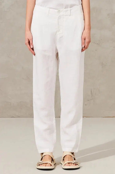 LINEN SLIM PANT WHITE-PANT-Transit-Debs Boutique